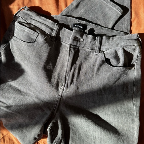 Express High Waist Crop Skinny Jeans Gray Size Large - Picture 2 of 7